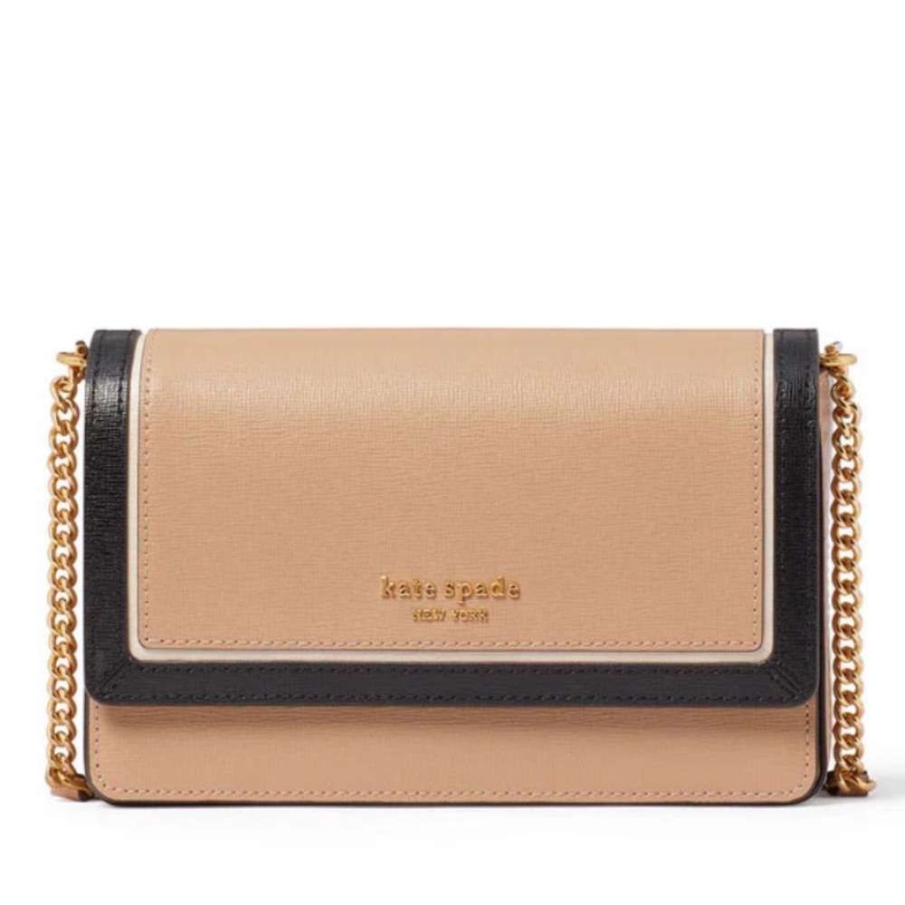 NWT Kate Spade Morgan Colorblocked Flap Chain Wallet